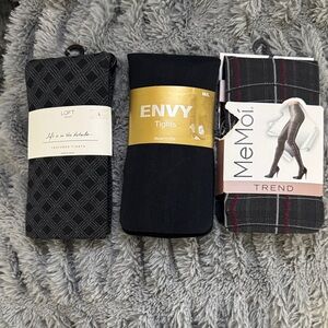 NWT Set of Three Textured Black Tights